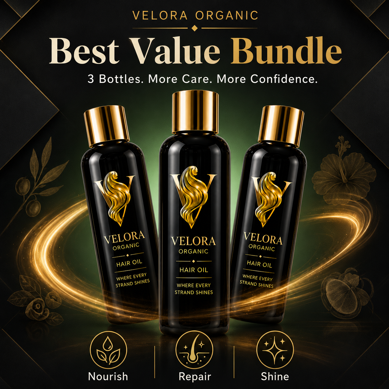 Velora Organic Hair Growth Oil – Triple Pack